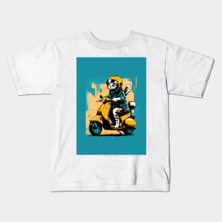 dog riding a scooter Kids T-Shirt